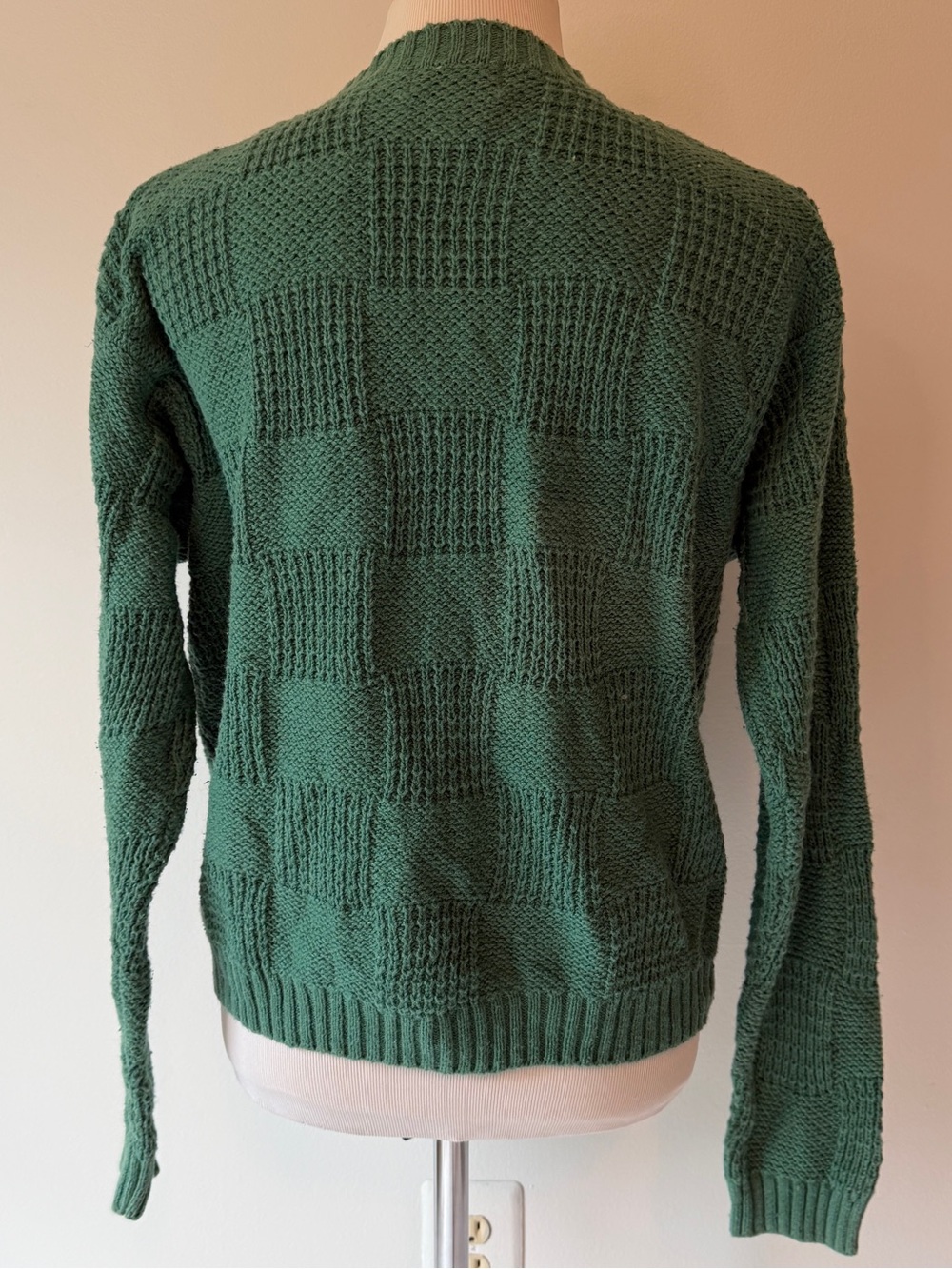 Boundary Waters Vintage Green Mixed Stitch Knit Cardigan Sweater Button Up Large - Picture 5 of 16